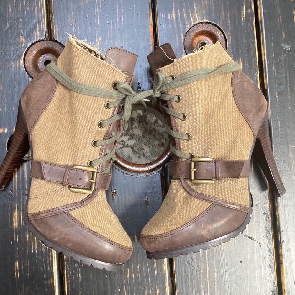 Aldo Military Inspired Heeled Moto Boots with Lug Sole